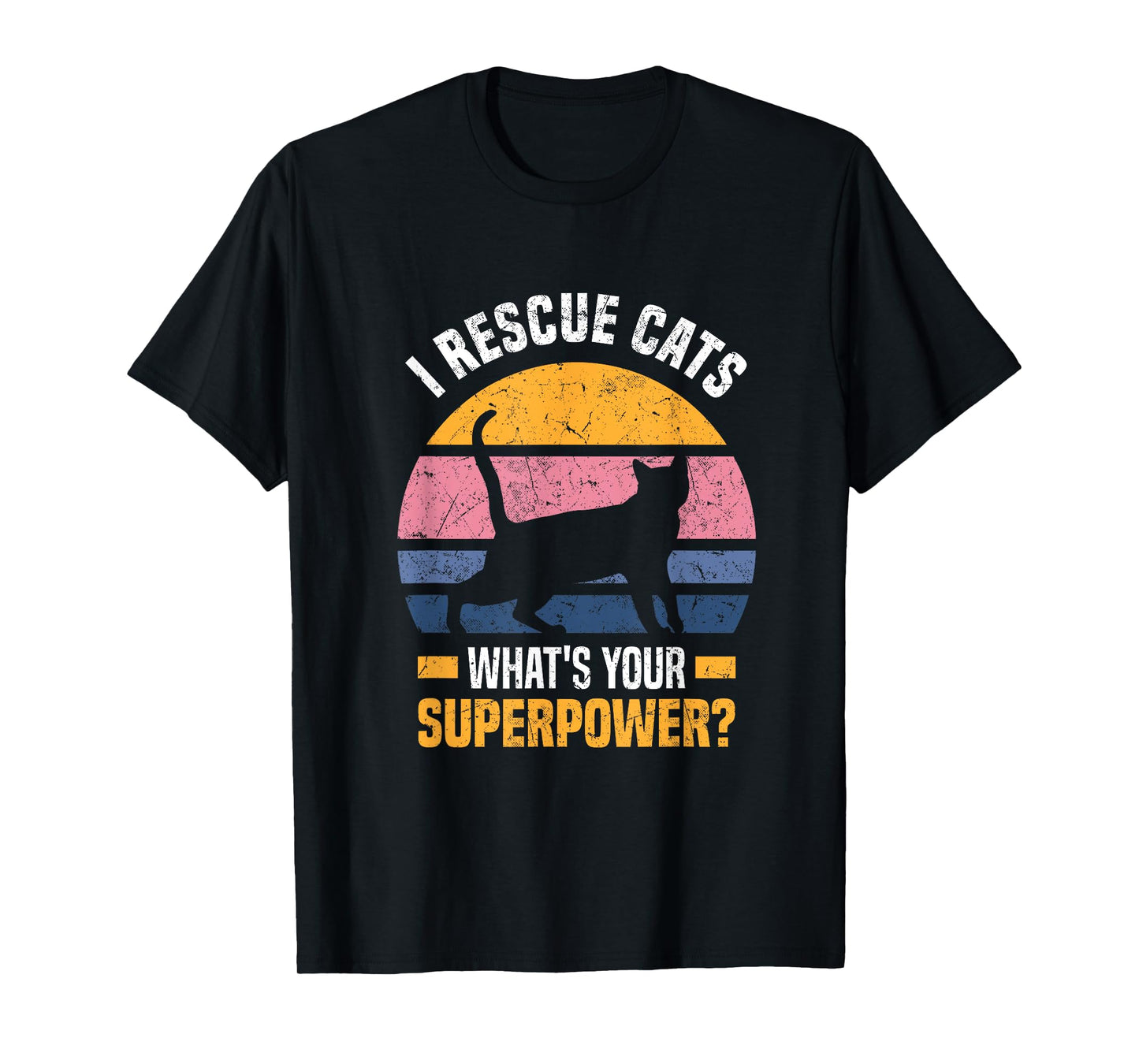 I Rescue Cats What´s Your Superpower? USA Flag Rescue Cat T-Shirt