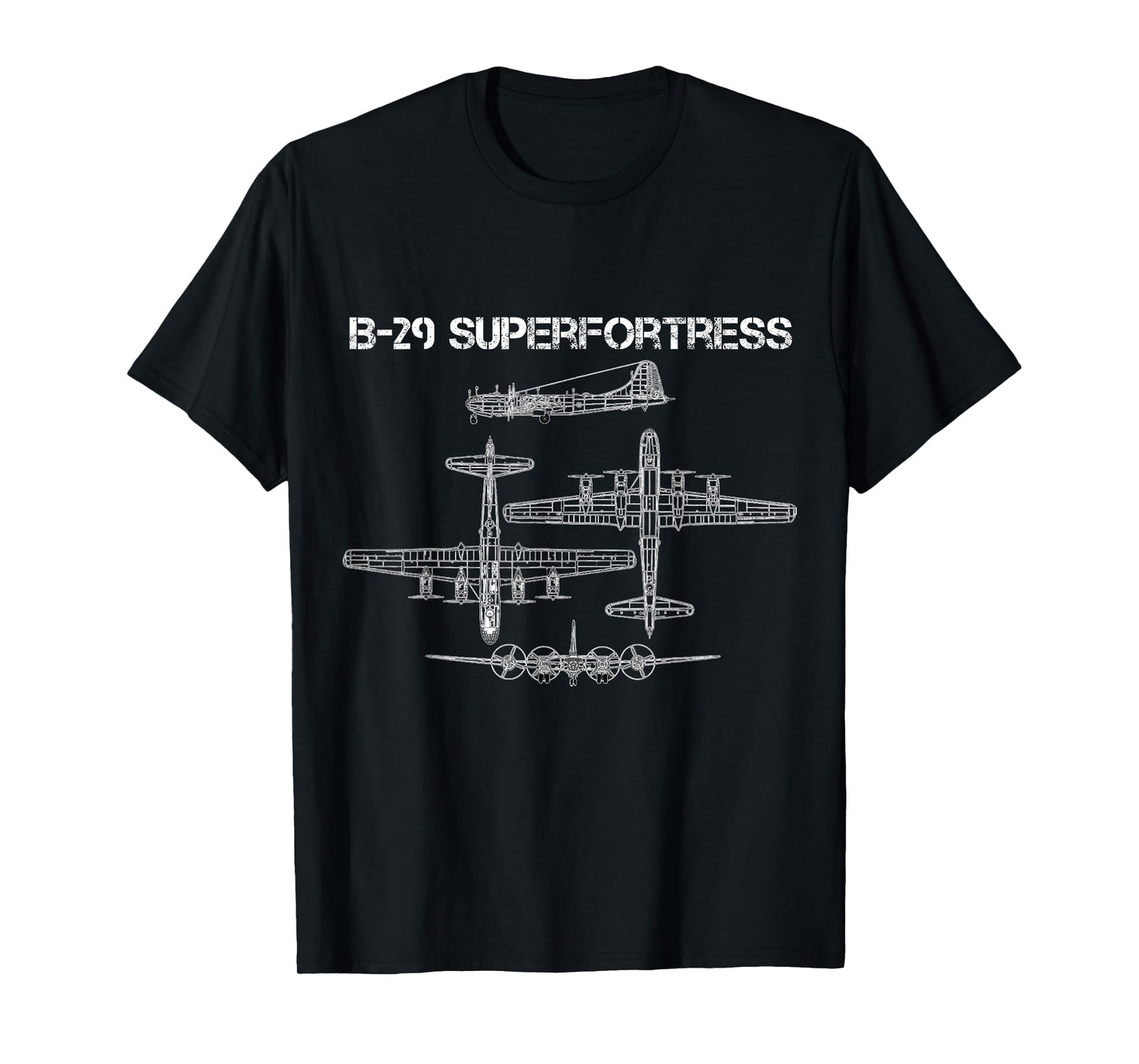 B-29 Superfortress WW2 Heavy Bomber Aircraft Blueprint T-Shirt