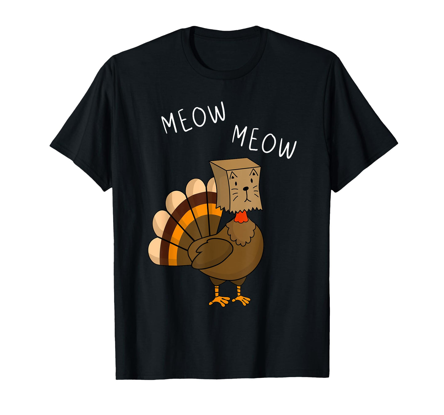 Funny Thanksgiving Fake cat Meow with Turkey T-Shirt