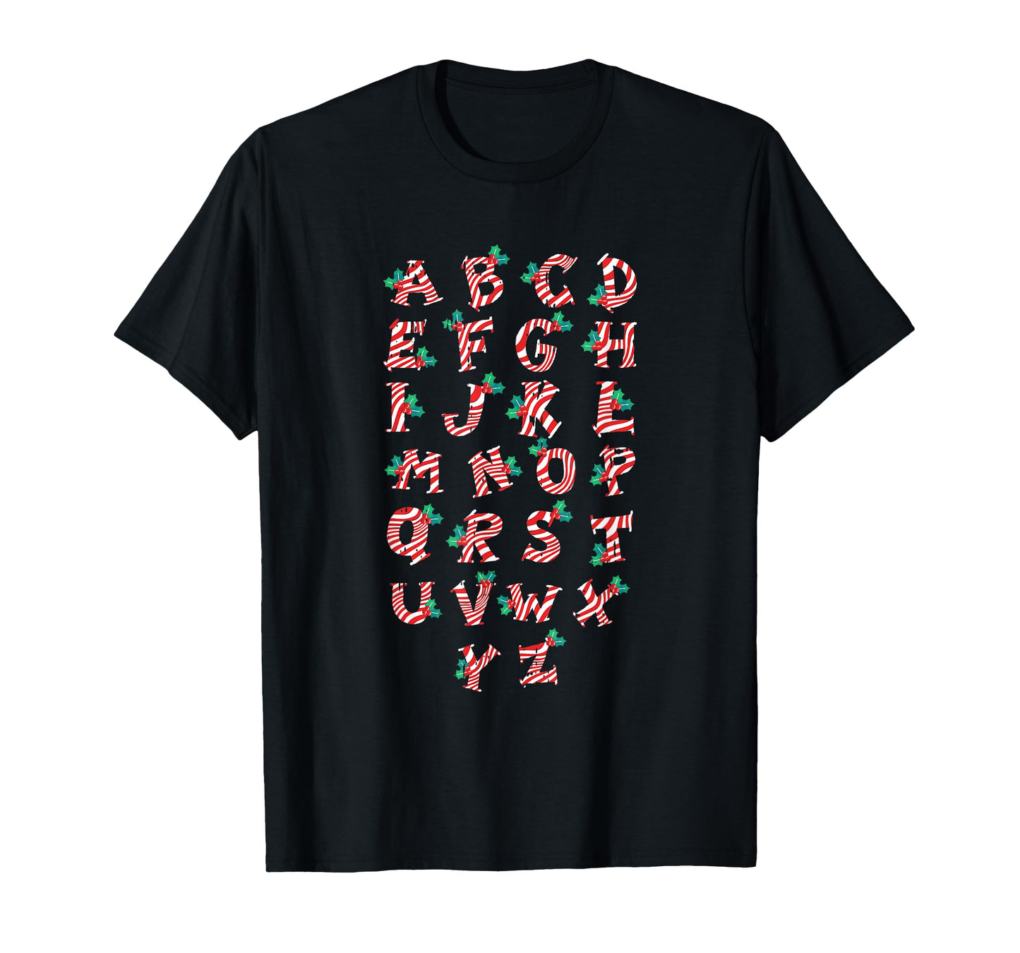 Christmas Alphabet Candy Cane X-Mas Holiday Teacher T-Shirt for Men Women Kids