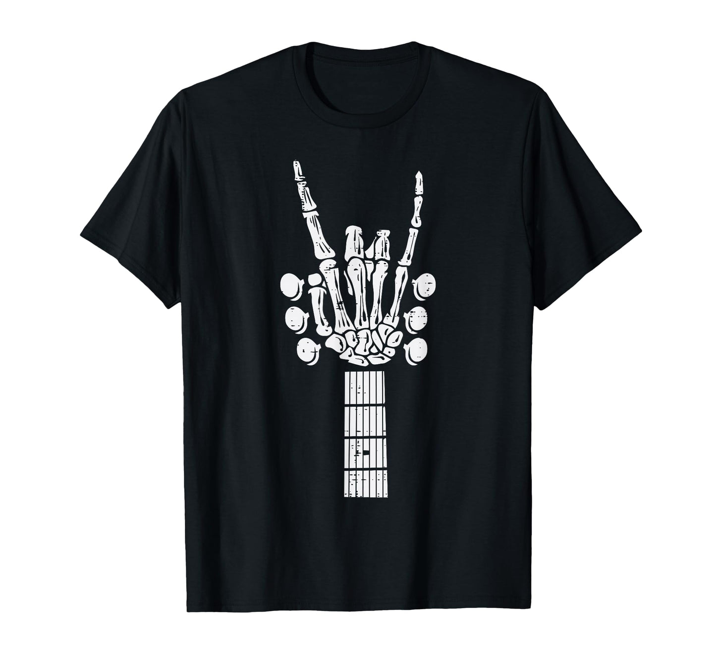 Rocker Guitar Skeleton Rock Hand Music Men Boys Kids Teens T-Shirt