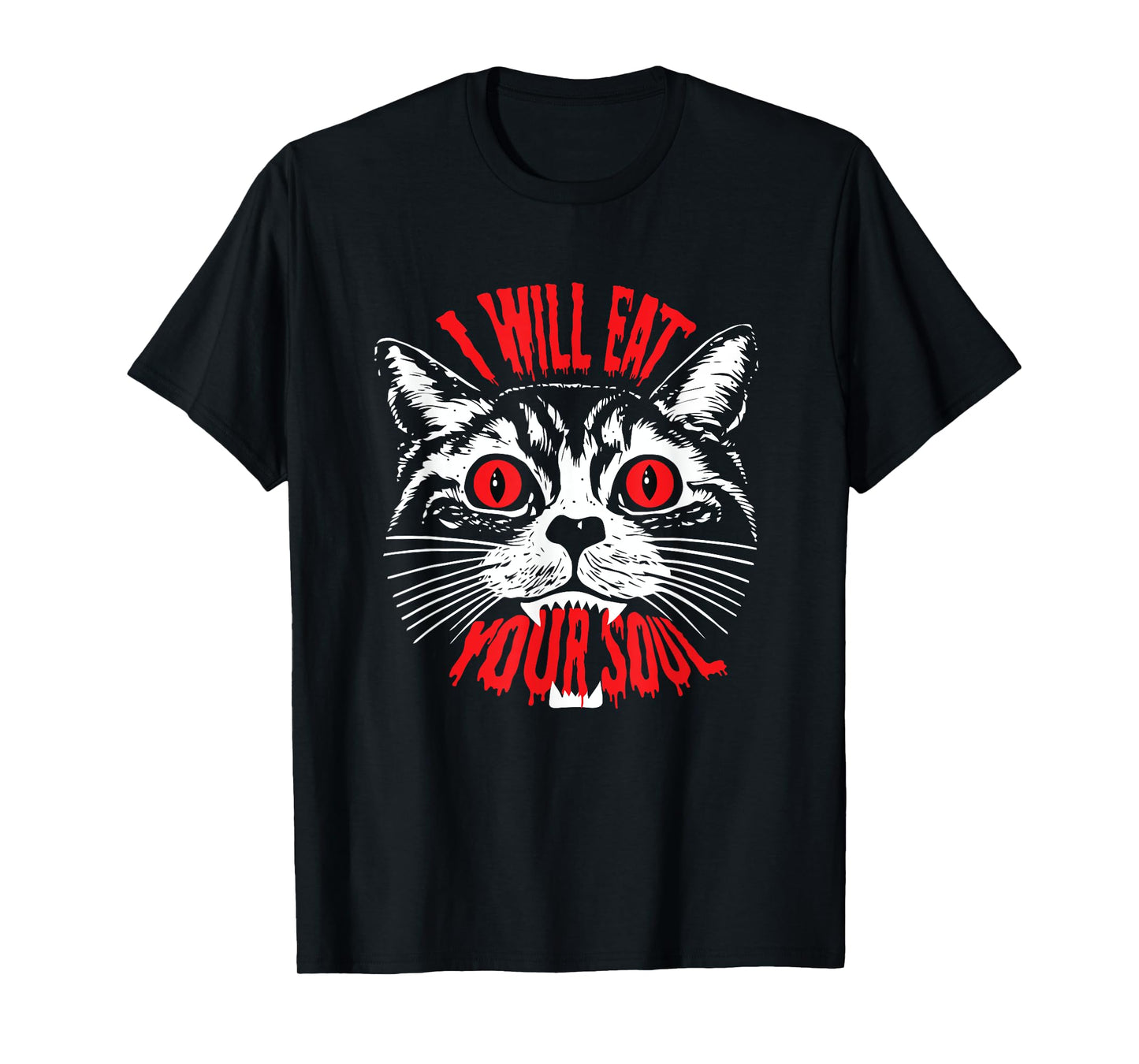 I Will Eat Your Soul Satanic Cat Spooky design for Halloween T-Shirt