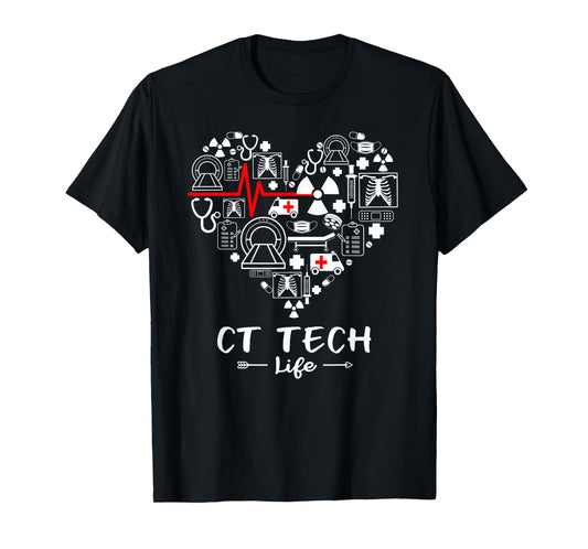 CT Tech Life Heart Funny Technologist T-Shirt