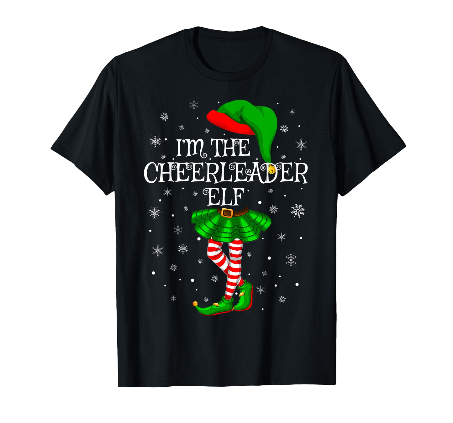 Cheerleader Elf Christmas Matching Family Women Girls Elf T-Shirt