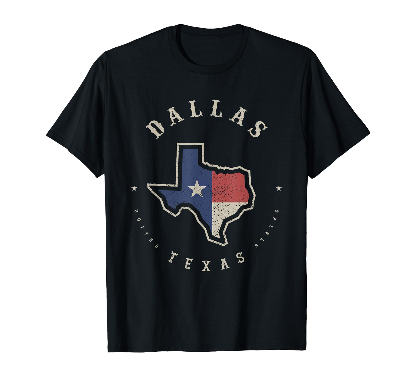 Vintage Dallas Texas State Flag Map Souvenir Gift T-Shirt