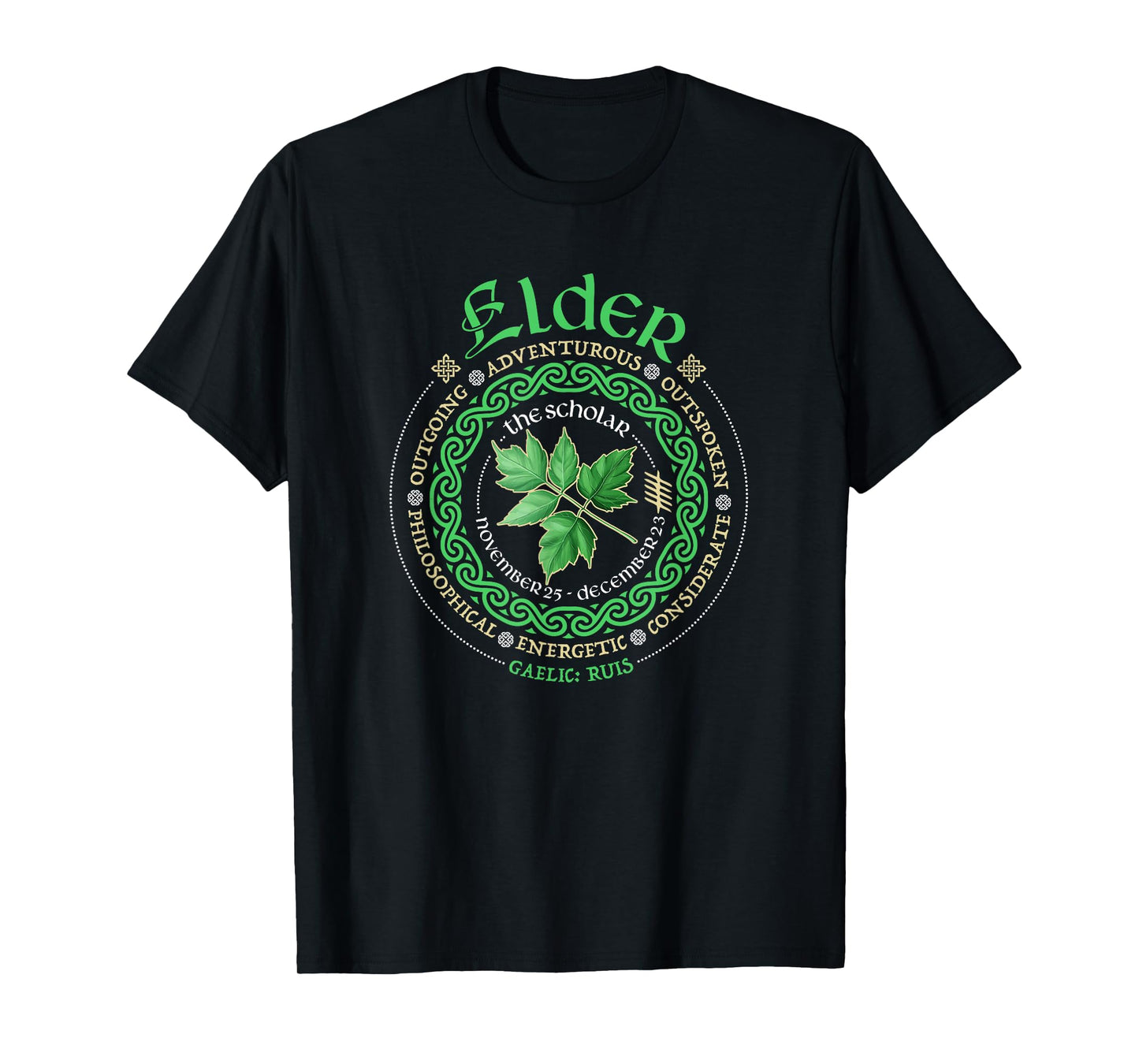 Celtic Tree Zodiac Druid Ogham Astrology Elder T-Shirt