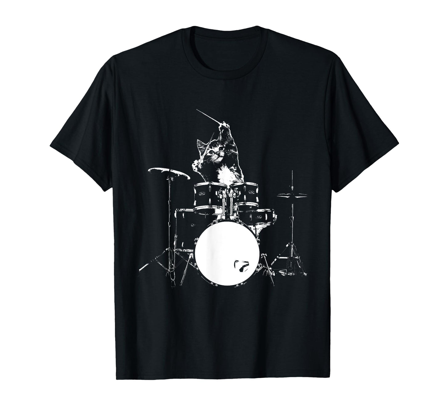 Funny Cat Shirt Cat Playing Drums Shirt Funny Drummer Shirts T-Shirt