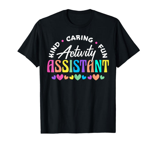 Activity Assistant Appreciation Designs Unisex-Adults Black Cotton 65% Polyester 35% Short Sleeve Crew Neck T-Shirt Small