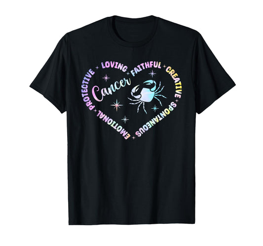 Cancer Zodiac Traits Horoscope Astrology Sign Gift Heart T-Shirt