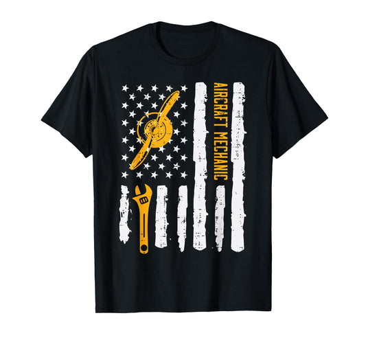 Aircraft Mechanic US Flag 4th Of July Patriot Men Women Kids T-Shirt