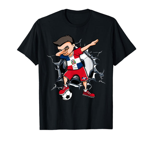 Dabbing Soccer Boy Dominican Republic Football Fans Jersey T-Shirt