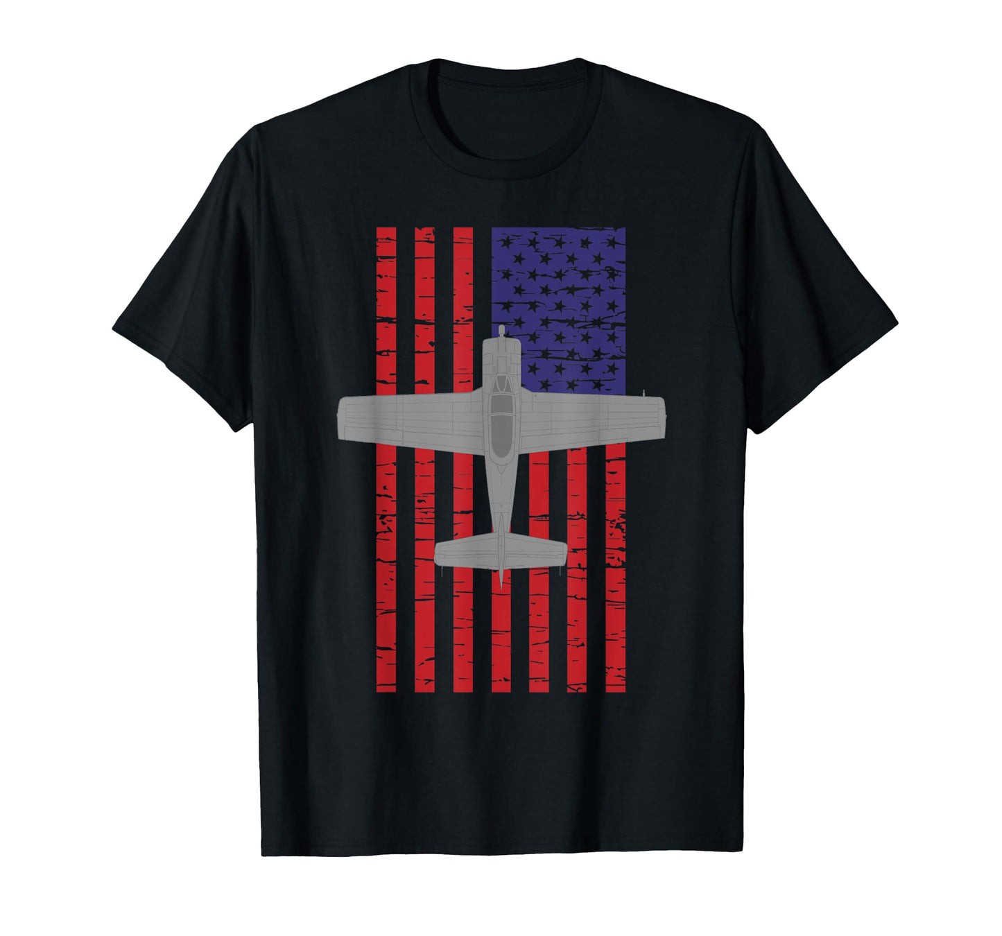 T-28 Trojan Pilot American Flag Plane T-Shirt