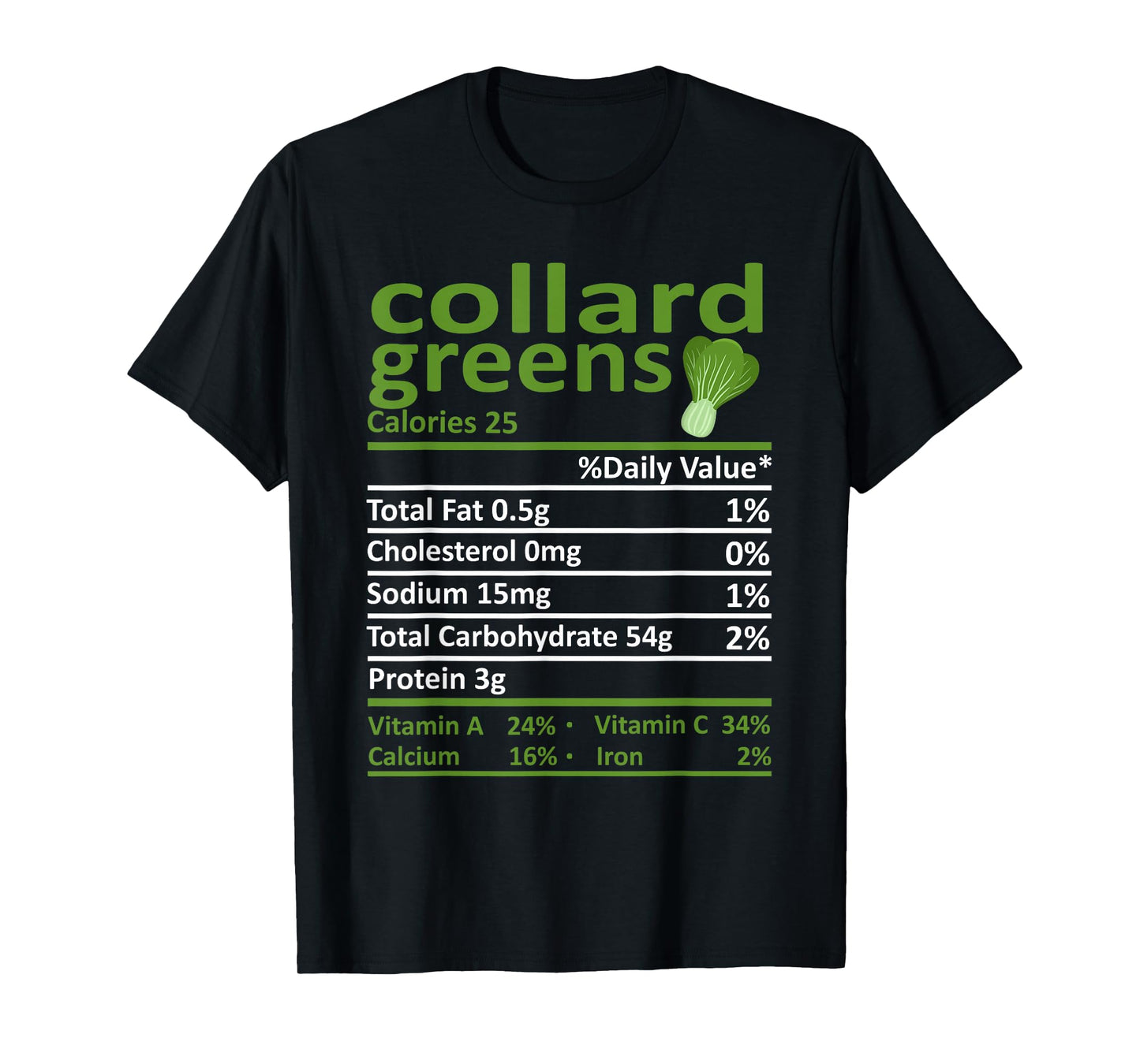Collard Greens Nutrition Food Thanksgiving Costume Christmas T-Shirt
