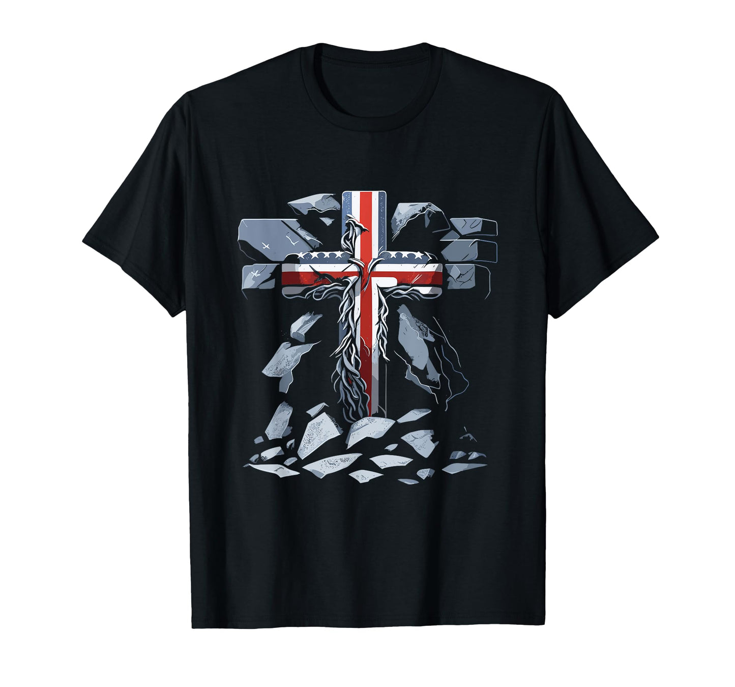 Cross American Flag - Patriotic Faith Jesus Believer Belief T-Shirt for Women Kids Men