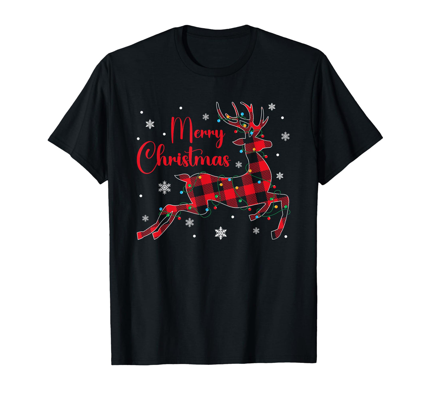 Christmas Pajamas Red Plaid Reindeer Buffalo Plaid Christmas T-Shirt