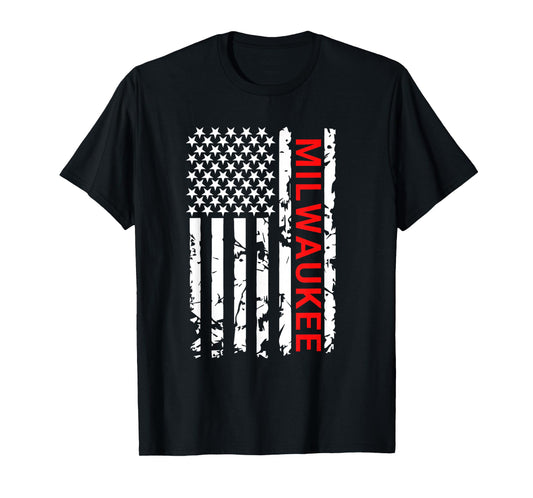 Milwaukee USA Black And White Flag T-Shirt