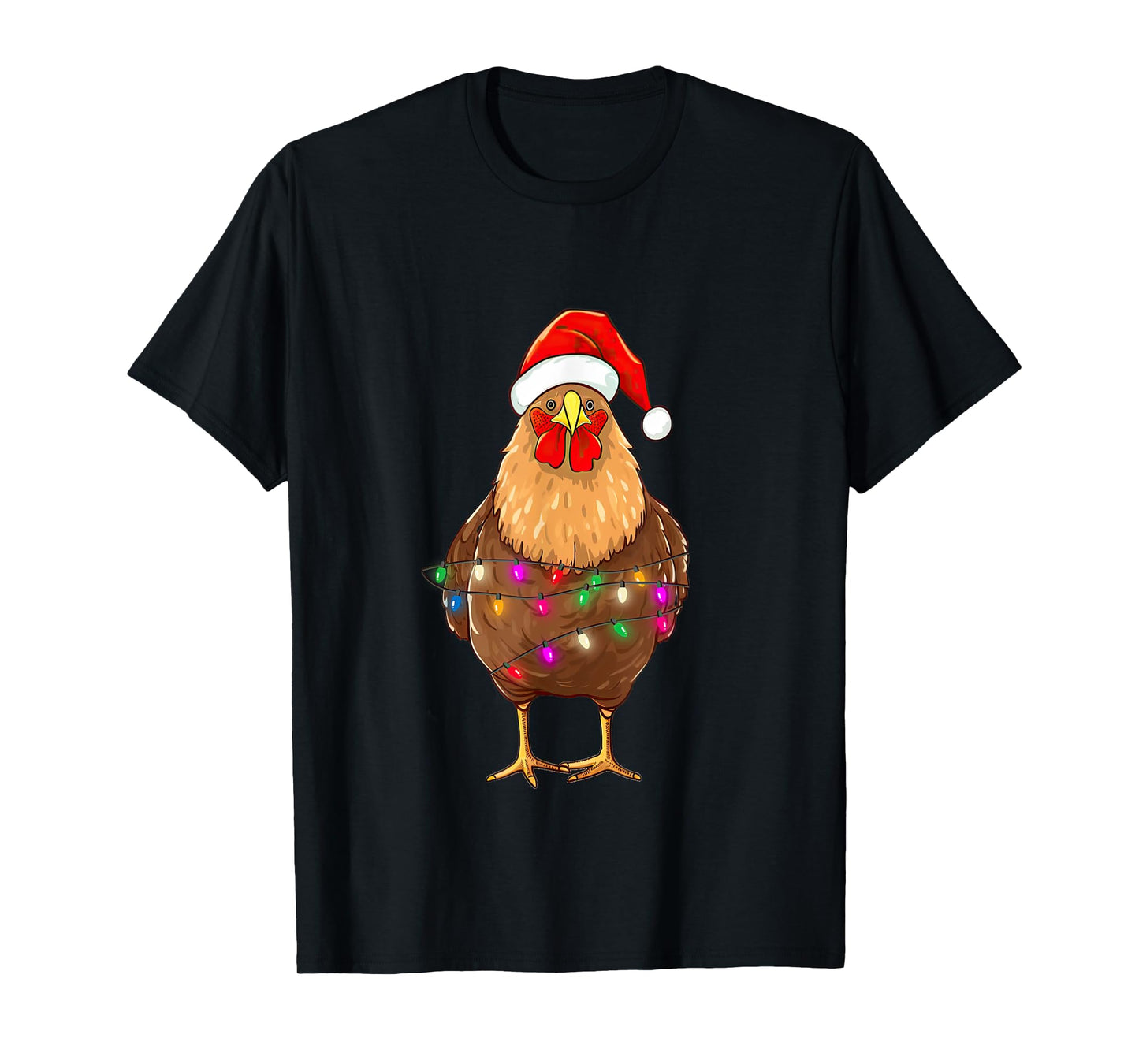 Chicken Christmas Lights Chicken Santa Farmer Xmas T-Shirt