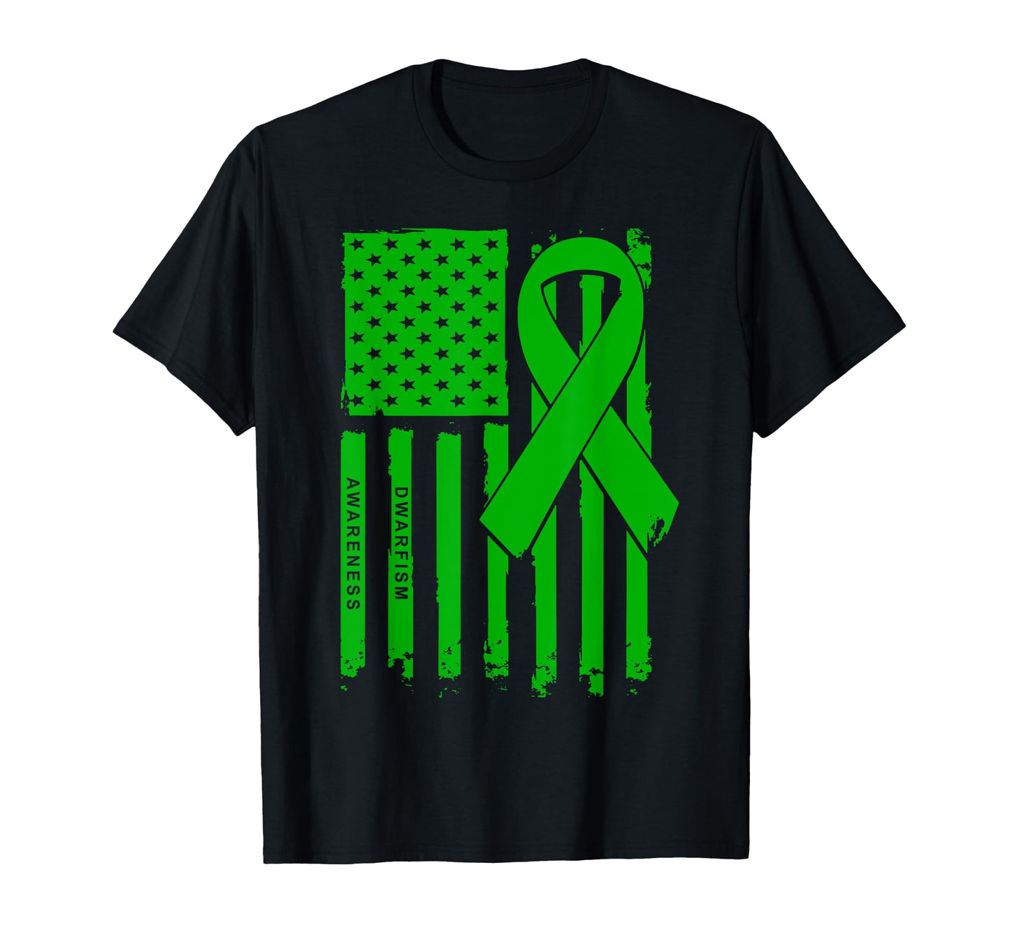 American Flag Green Ribbon Dwarfism Awareness T-Shirt for Women Men