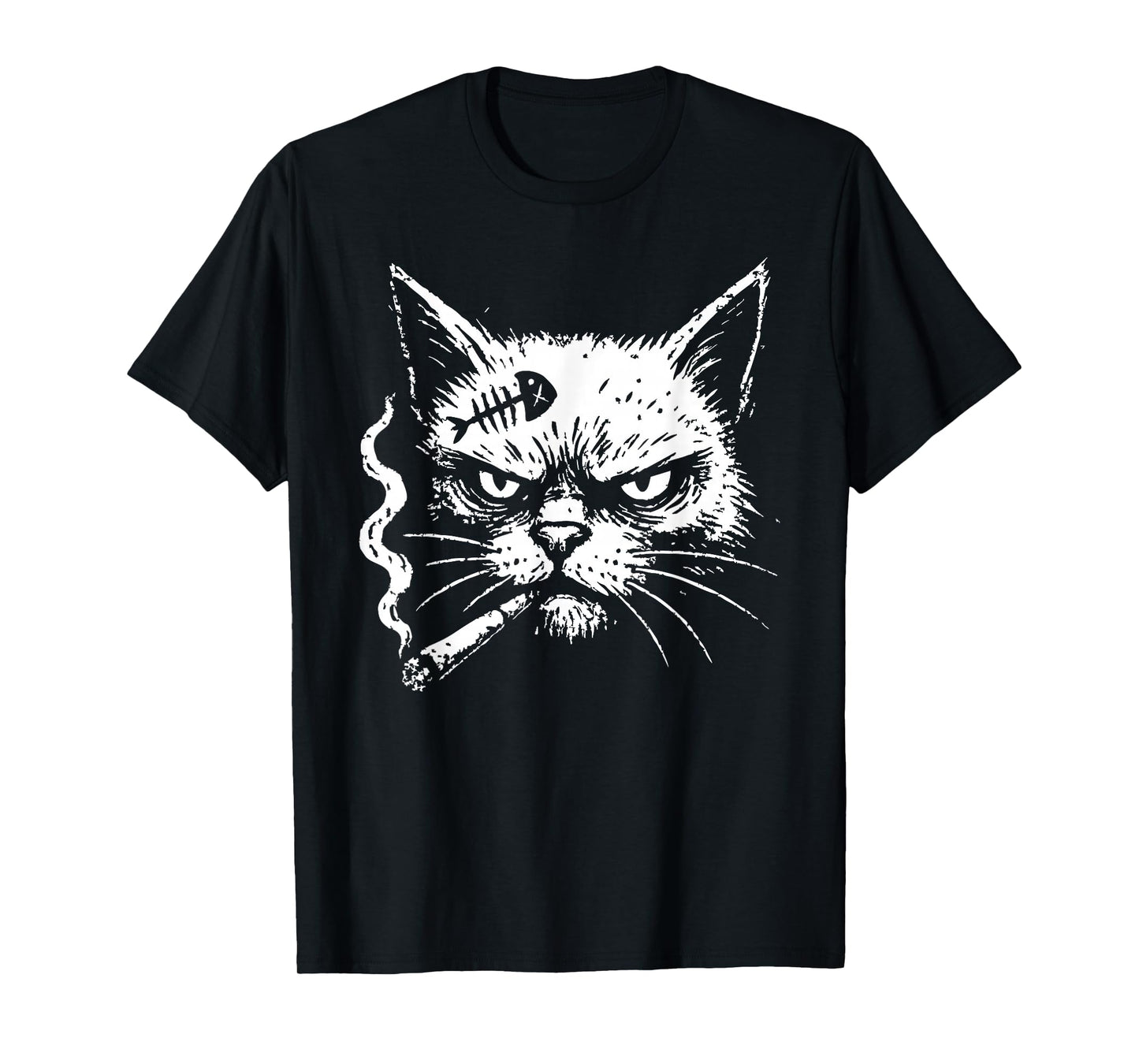 Cat Smoking Cigar Funny Attitude Humor Men Women T-Shirt