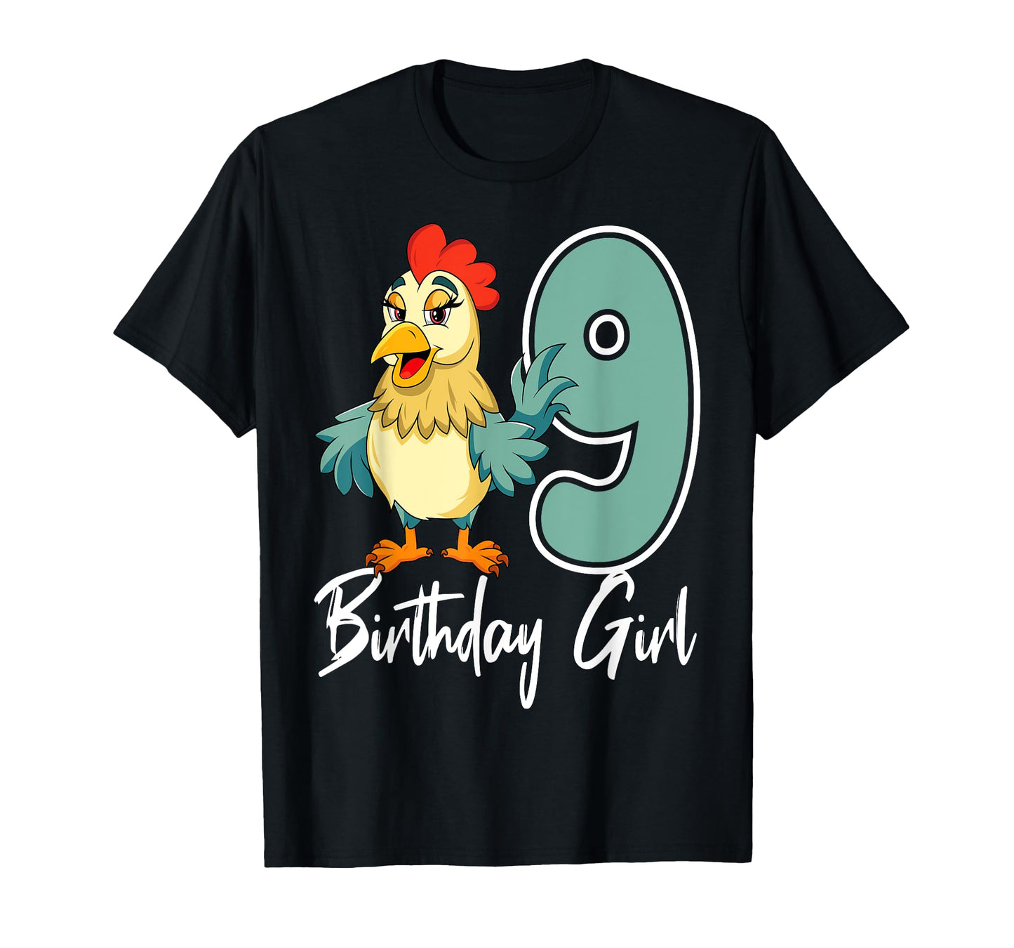 Chicken 9th Birthday Girl Barn Farm Party Chick Barnyard T-Shirt
