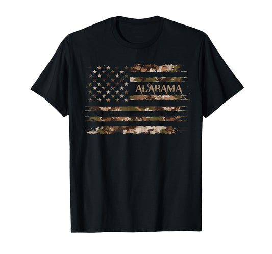 Alabama Southern State Roll Tide Camo Distressed American T-Shirt
