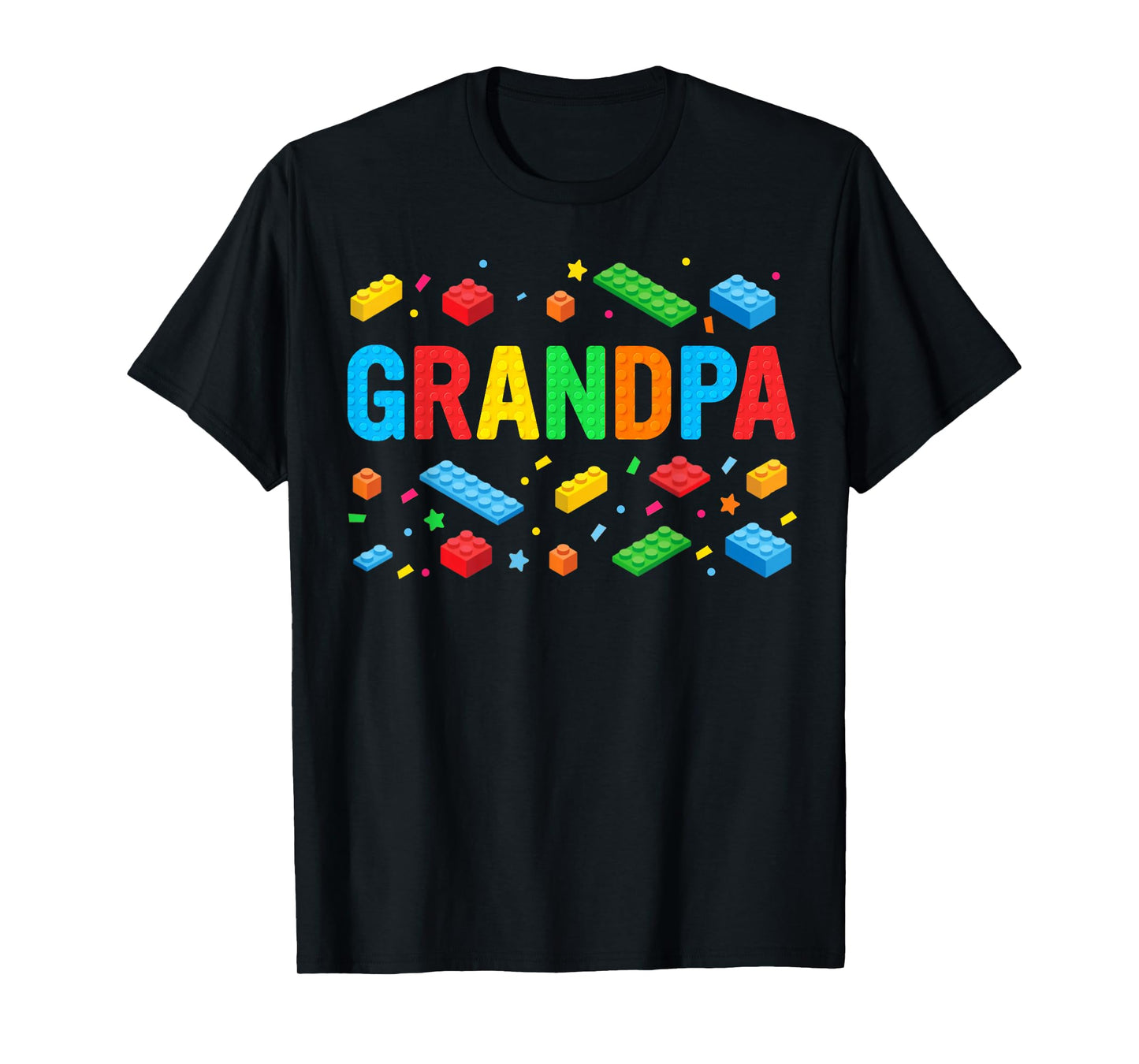Grandpa Master Builder Building Bricks Blocks Family Funny T-Shirt