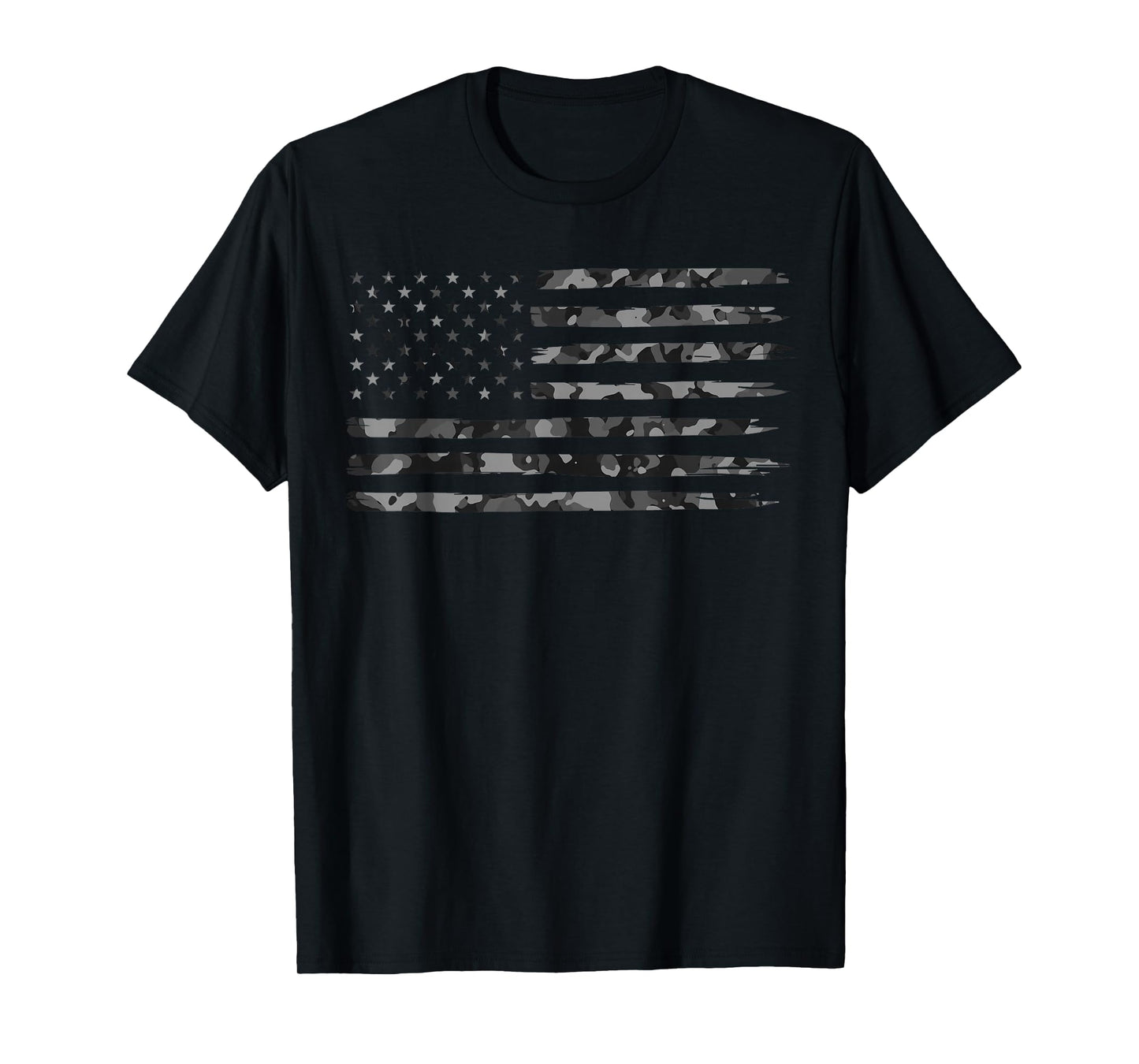 Grey Vintage Camo American Flag T-Shirt Small