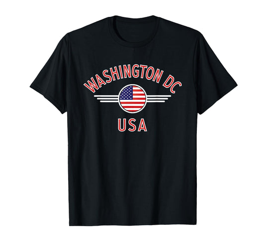 Washington DC USA American Flag Circle Red Text T-Shirt