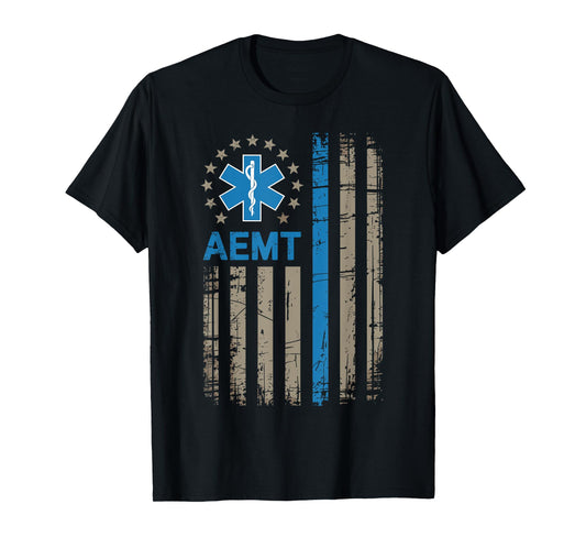 American Flag Advanced AEMT EMT Medical Technician First Aid T-Shirt