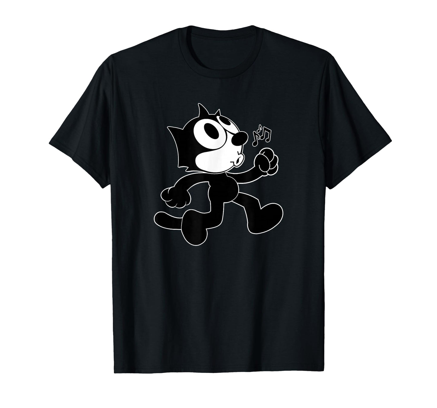 Felix Cartoon Whistling and Walking Music Notes Felix Tee T-Shirt