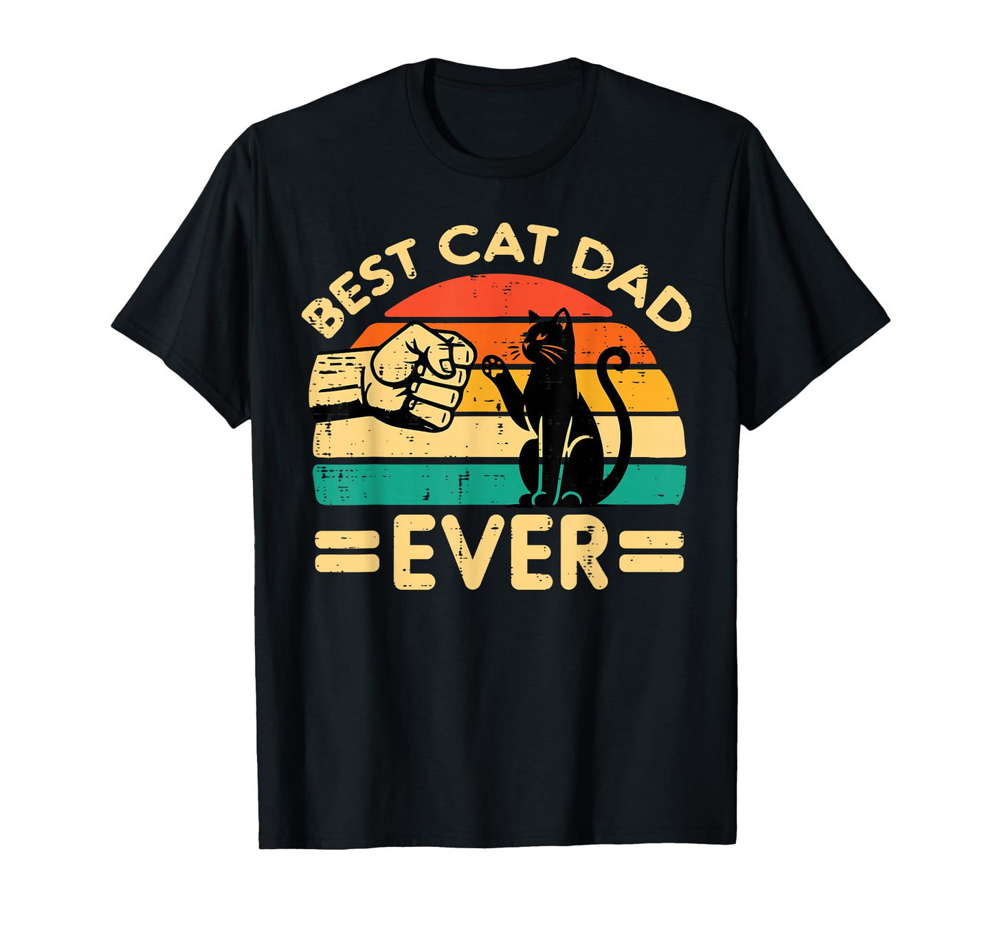 Best Cat Dad Ever Fist Bump Retro Fur Papa Fathers Day Men T-Shirt
