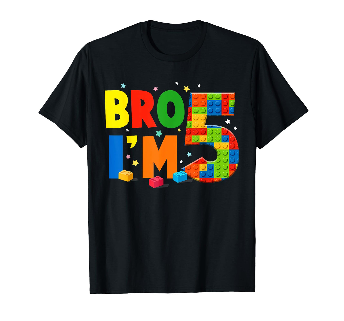 Birthday Boy Shirt Bro I’m 5 Year Old Building Blocks Brick T-Shirt