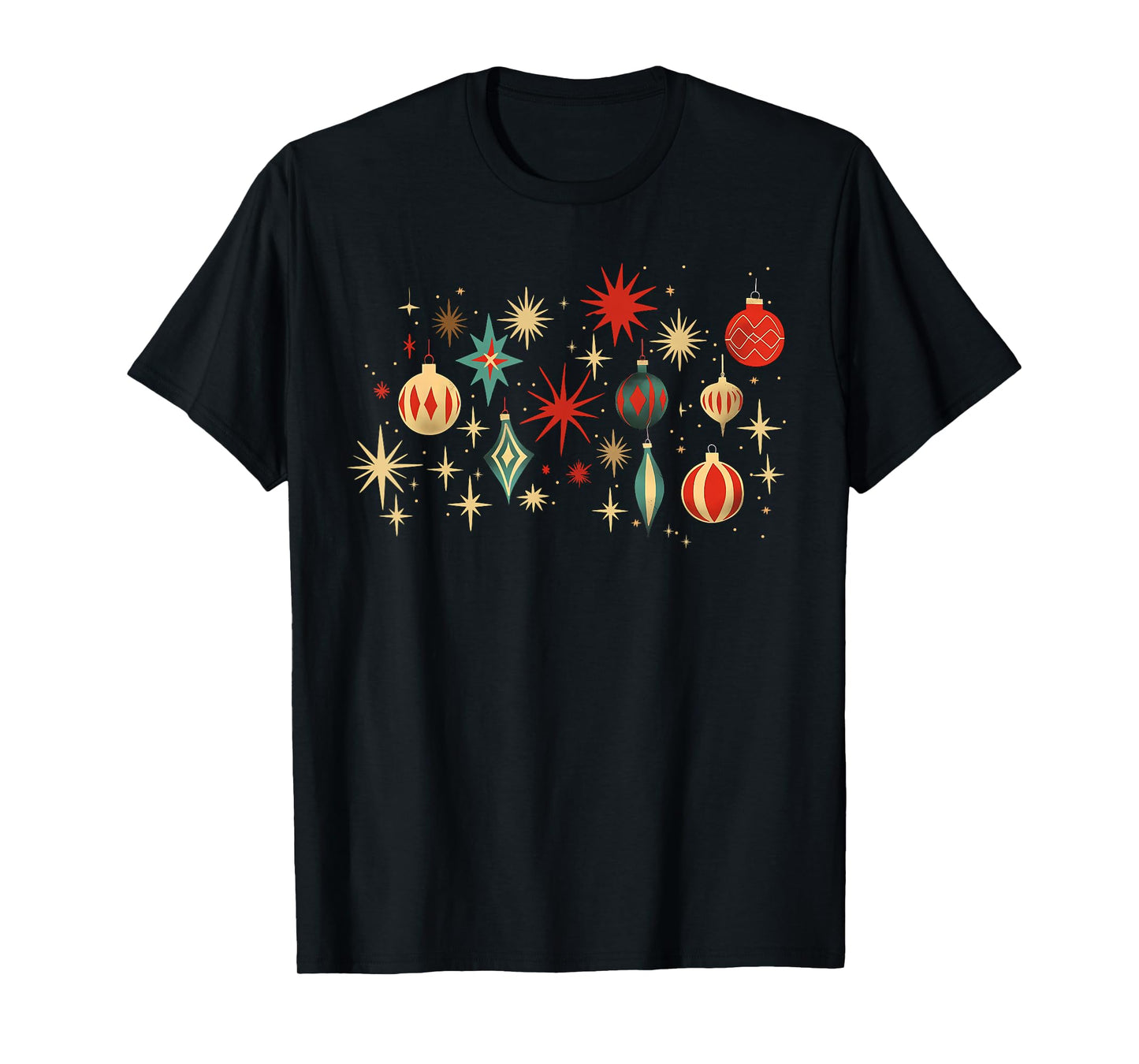 Retro Merry and Bright Mid-Century Modern Christmas Ornament T-Shirt
