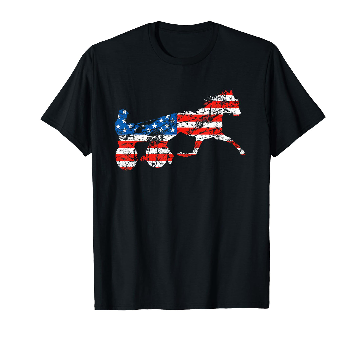 Vintage Harness Racer USA Flag Trotting Horse Harness Racer T-Shirt