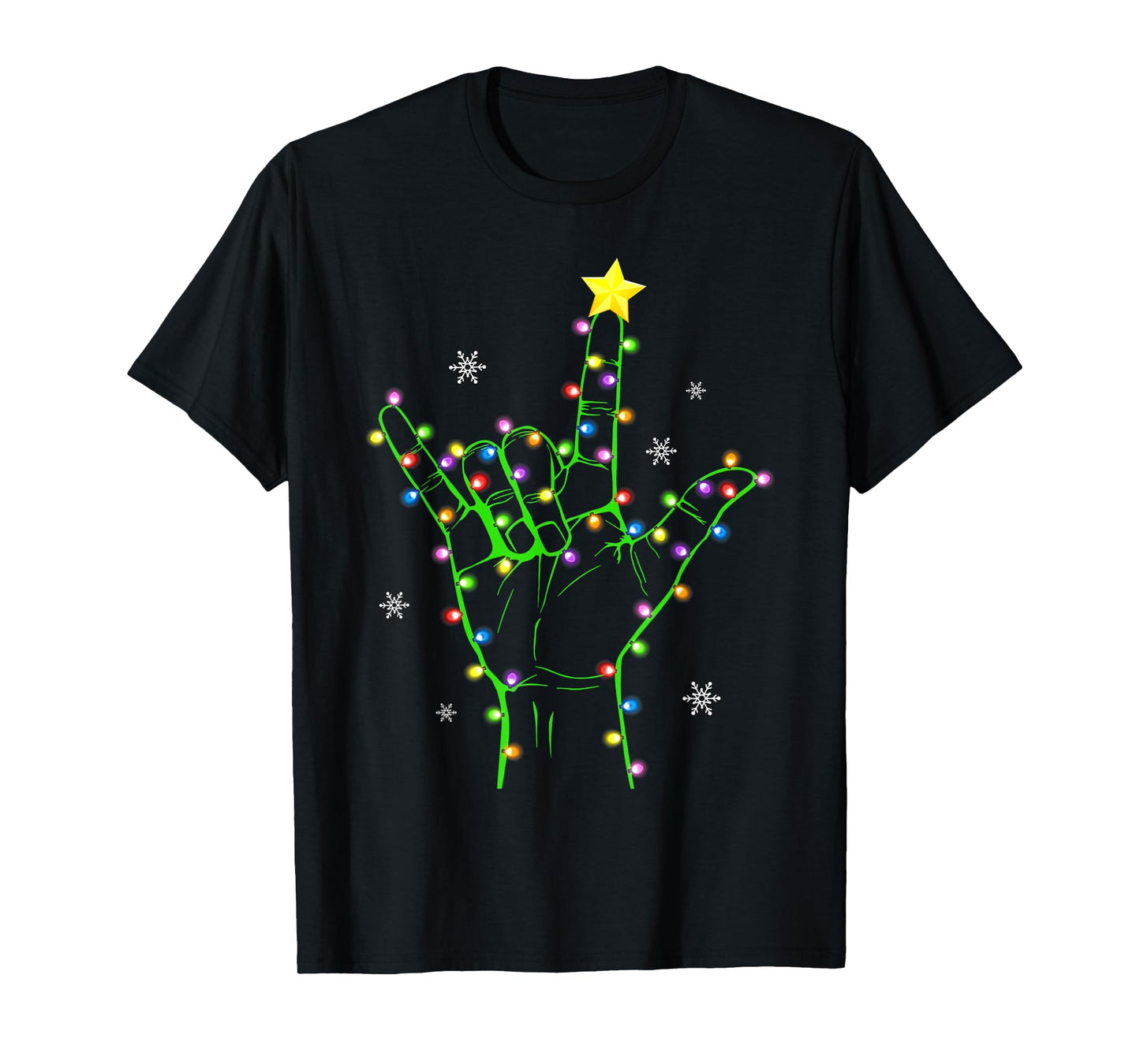 ASL Christmas Christmas Tree Lights American Sign Language T-Shirt