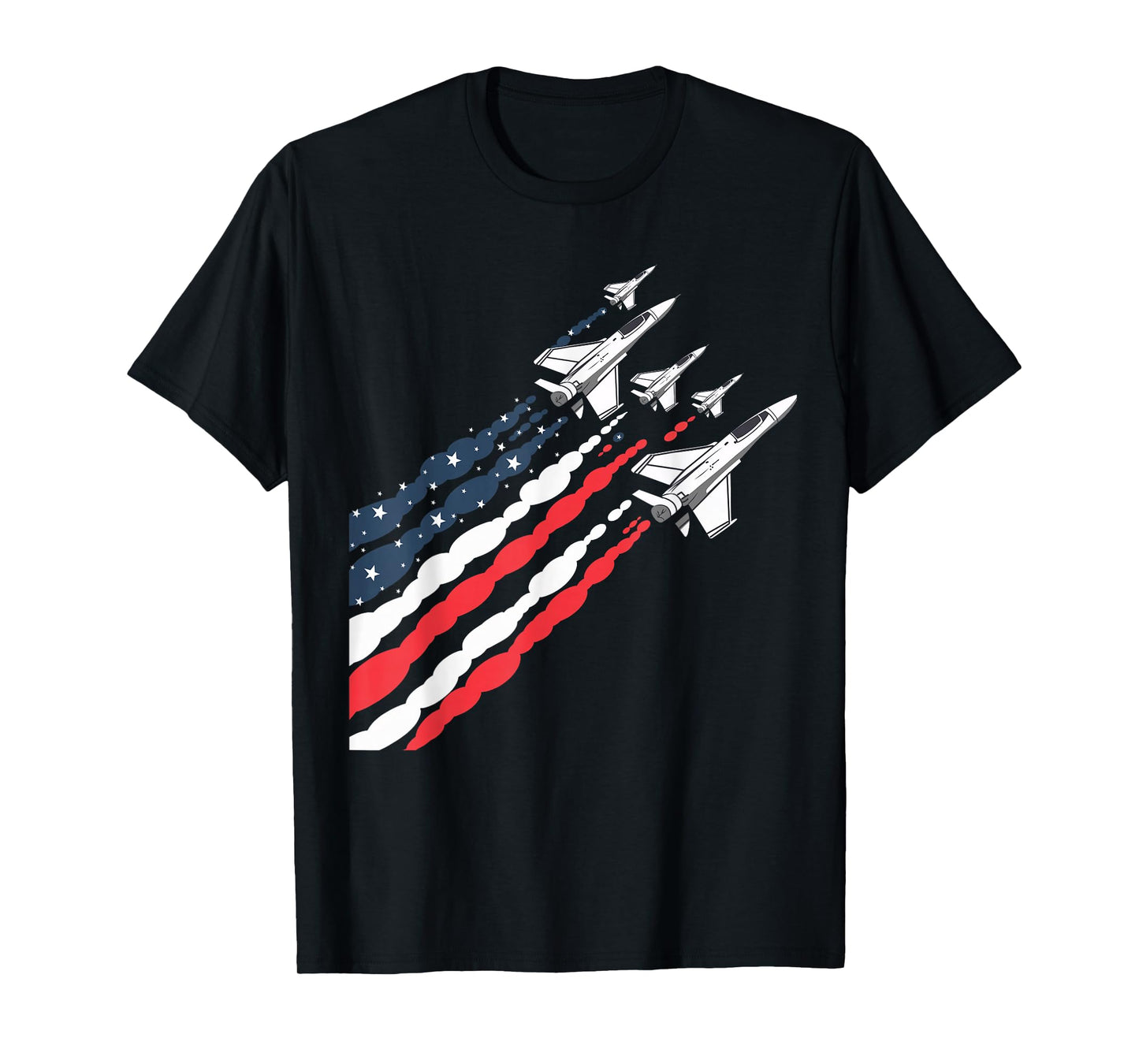 Patriotic Fighter Jet Airplane American Flag Vintage T-Shirt