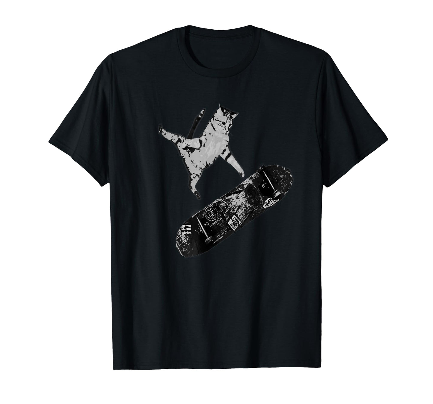 Cat on Skateboard Graphic Tee – Funny Kitten on Skateboard T-Shirt