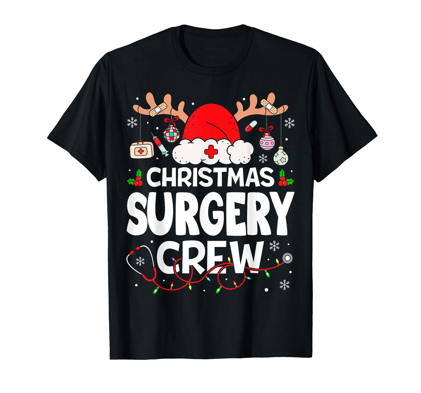 Christmas Surgery Crew Reindeer Santa Surgical Nurse T-Shirt