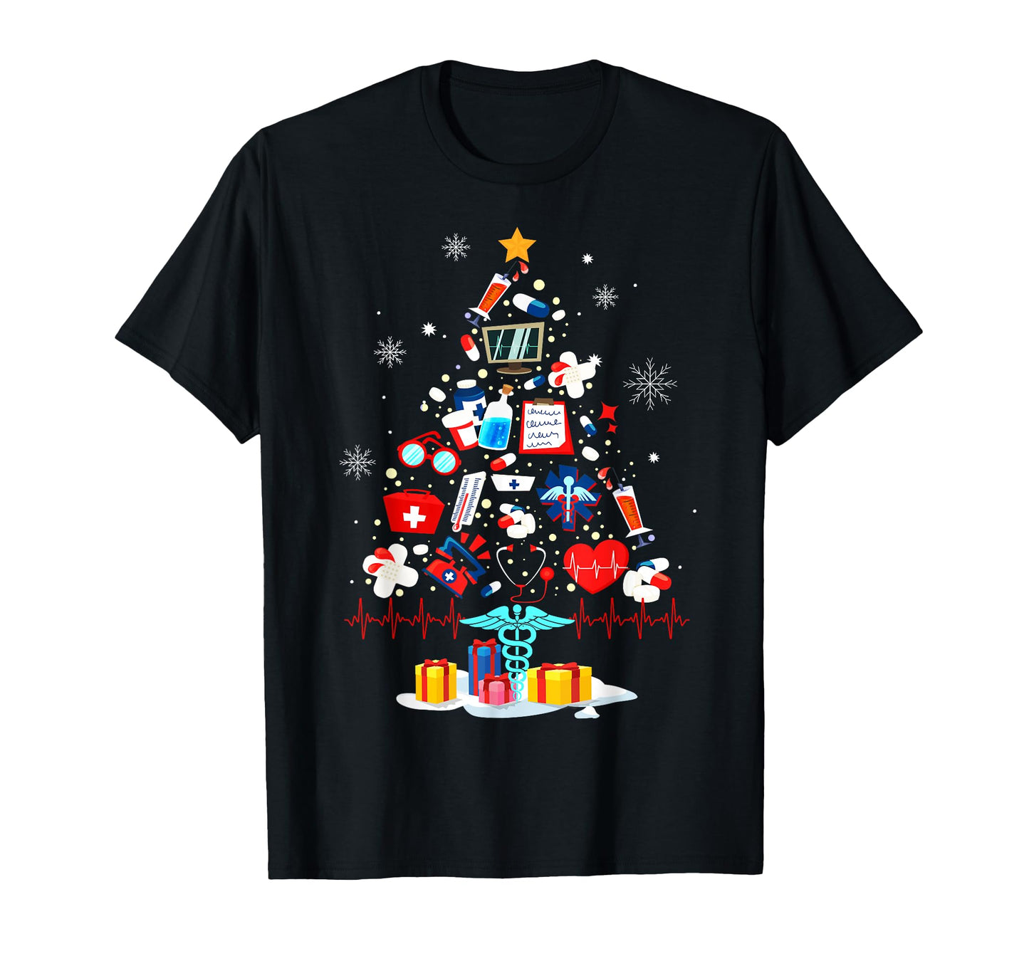 Christmas Tree Medical Tools Funny Nurse At Xmas Looks How T-Shirt