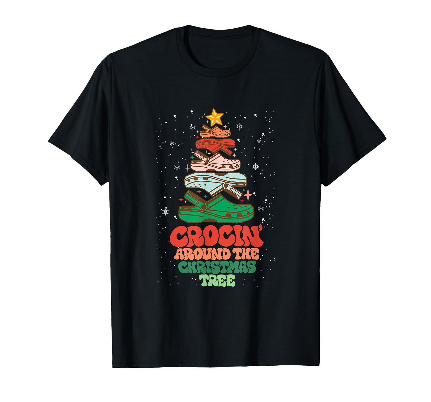 Funny Christmas Crocing Around The Christmas Tree Vintage T-Shirt