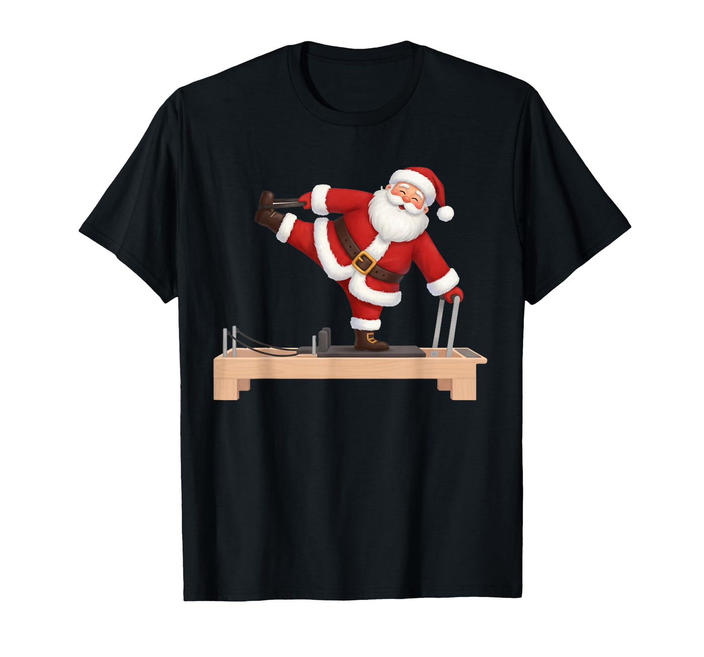 Funny Santa Doing Reformer Pilates Christmas Xmas Pilates T-Shirt
