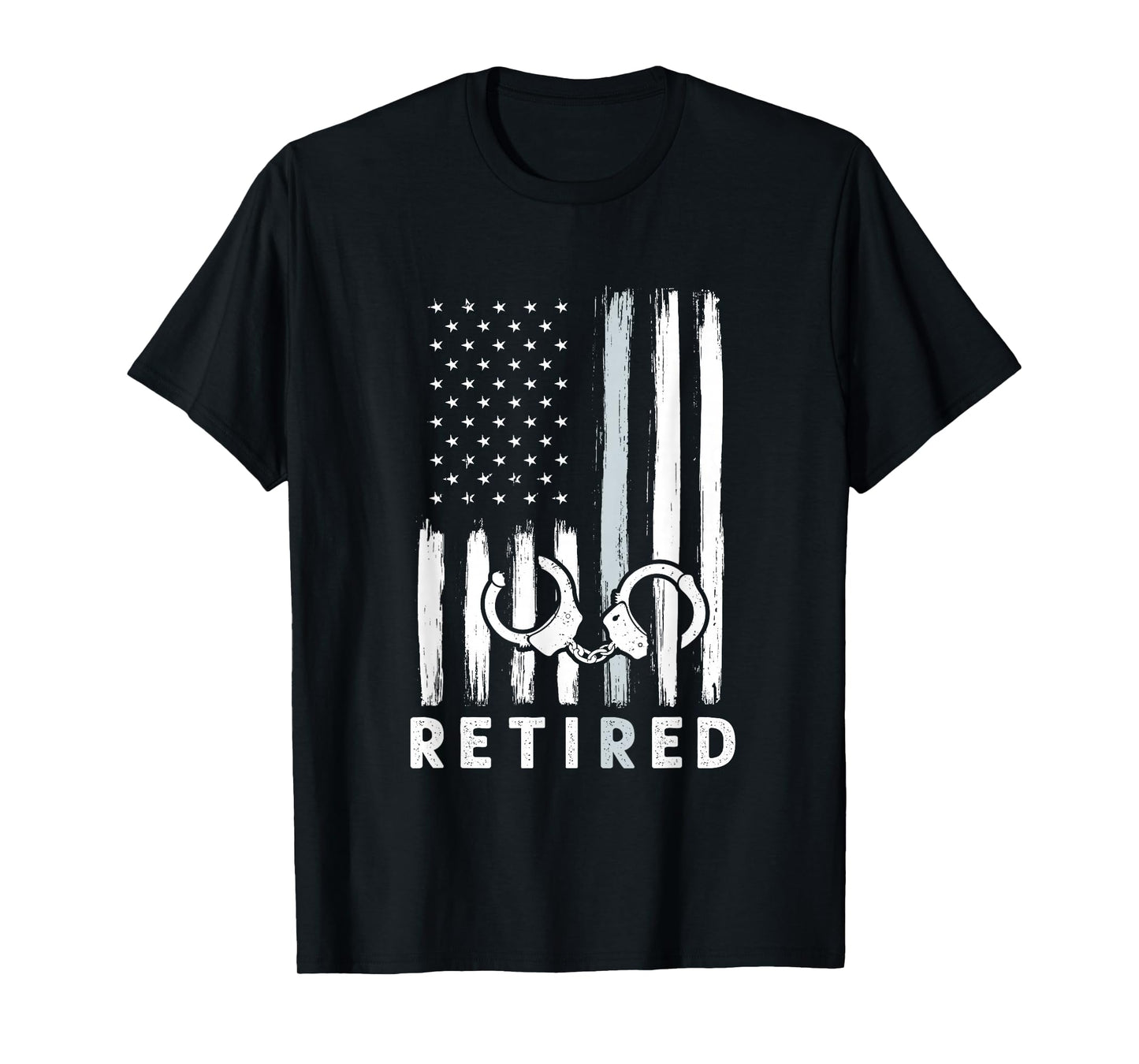 American Flag Thin Silver Line - Retired Correction Officer T-Shirt