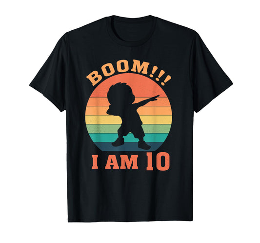 Boom I'm 10 Years Old 10th Birthday Party Dabbing Kids T-Shirt