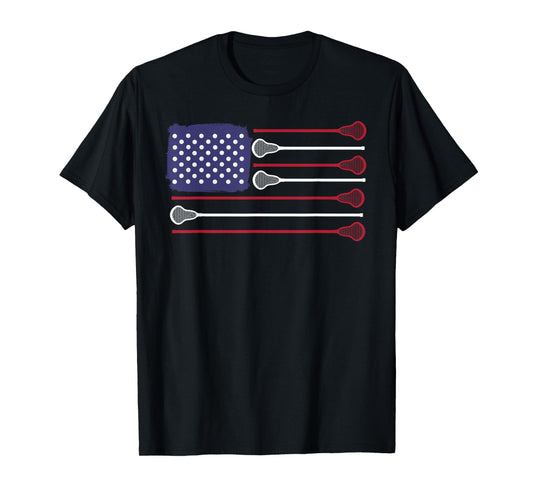 Lacrosse USA Flag Lacrosse Player men woman kids T-Shirt