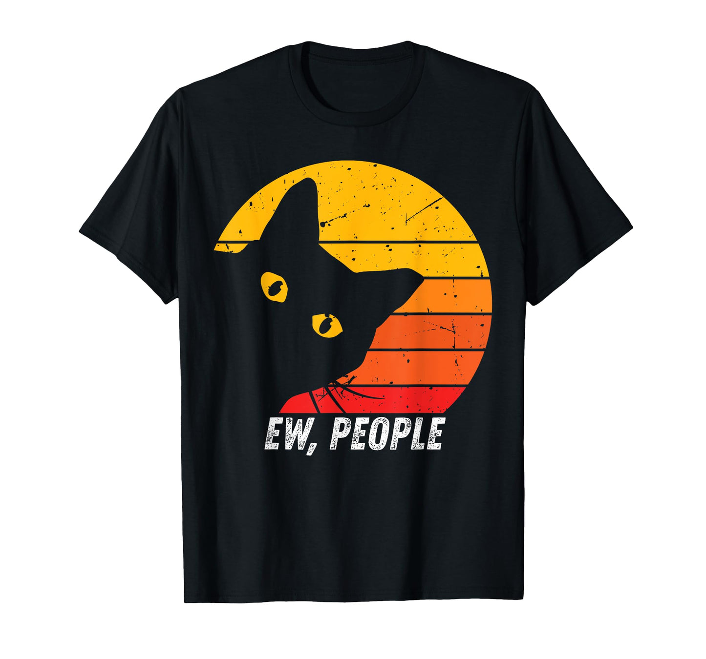 Ew People Retro Cat Funny Introvert Vintage Gifts Cat Lovers T-Shirt
