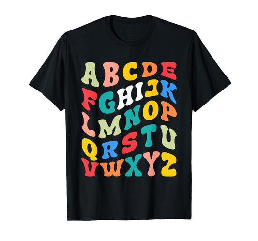 Alphabet Hi Back To School ABC Pre K Kindergarten Teacher Men Women Kids T-Shirt