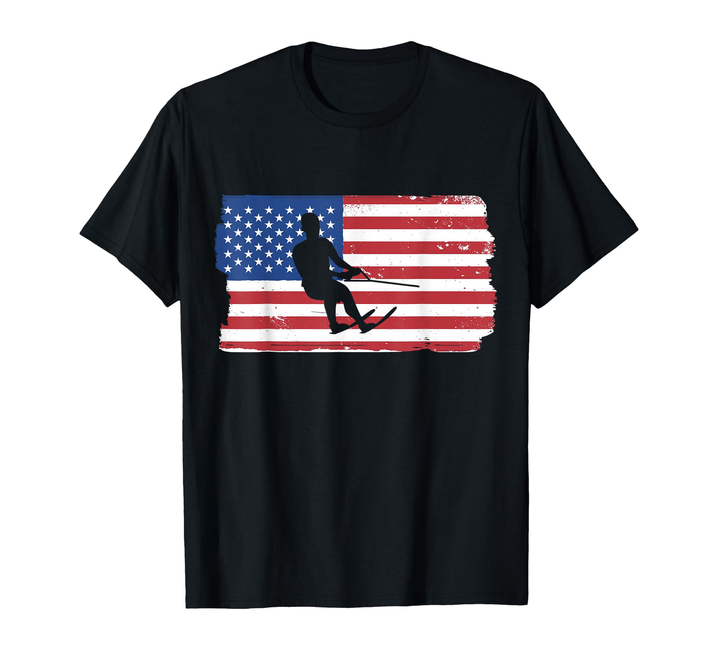USA Waterskiing Patriotic American Flag Waterskiing T-Shirt