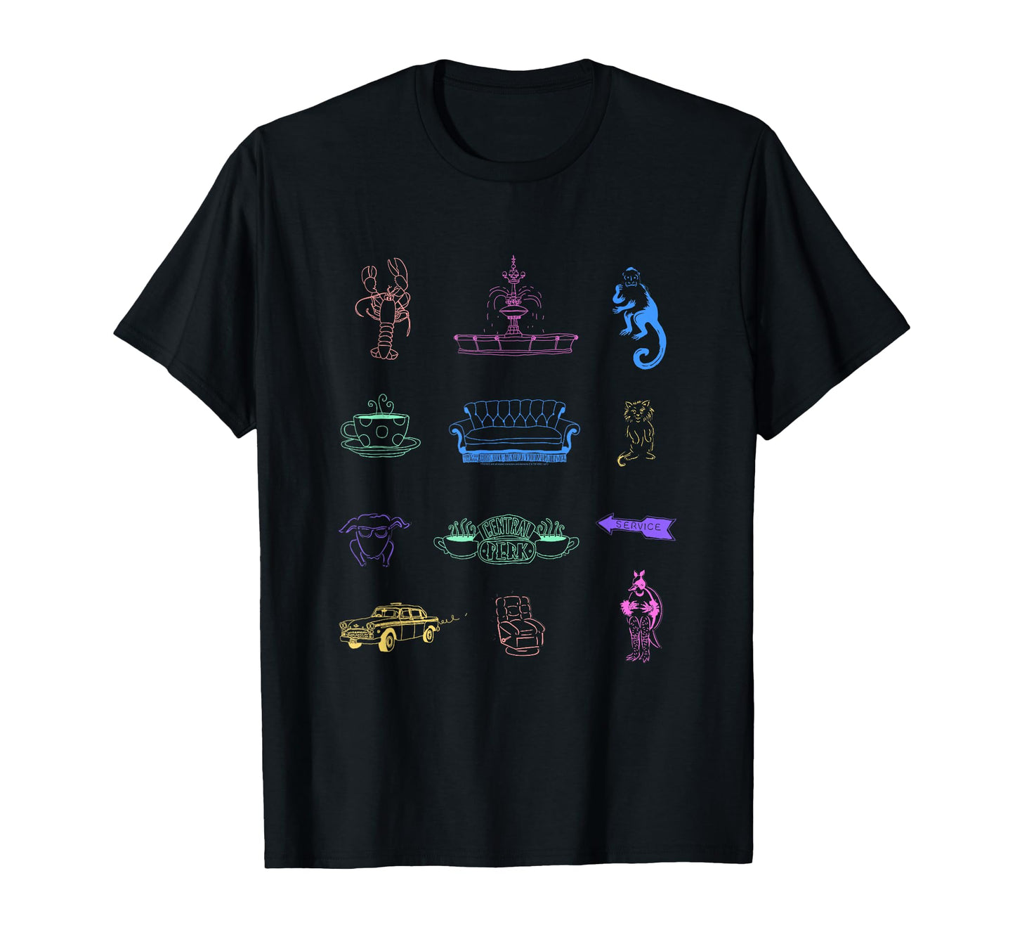 Friends Colorful Icons Outlines TV Show T-Shirt