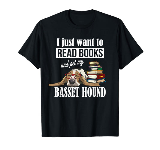 Cute Kids Read Books & Pet My Basset Hound Dog Lover T-Shirt