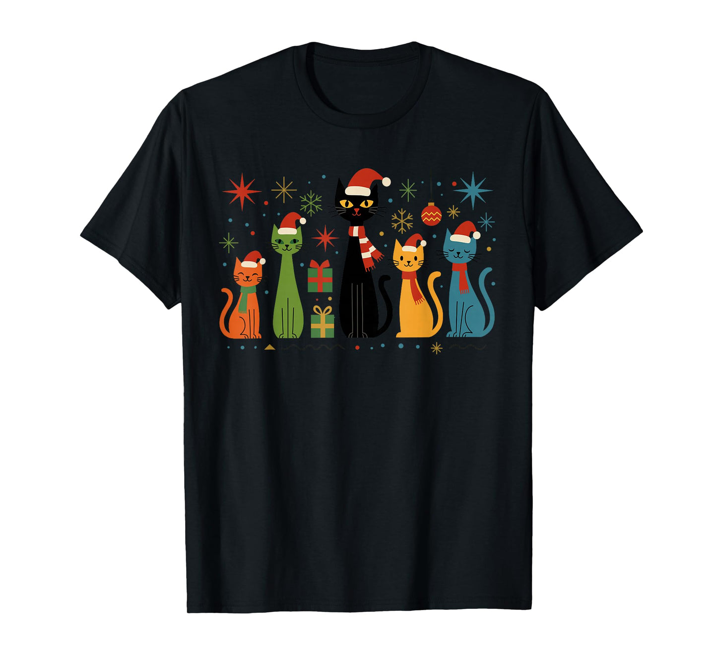 Retro Mid-Century Modern Cat Christmas Cats 50s 60s Style T-Shirt